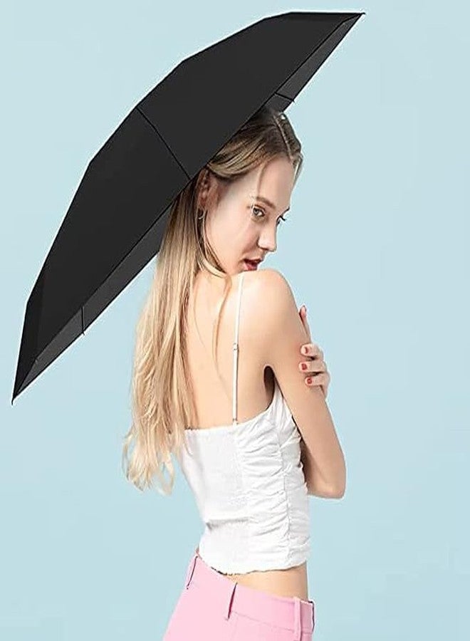 LACOSSI Mini Umbrella with Case for Men & Women (Manual Open) Compact Travelling Umbrella, Polyester & UV Protection Fabric for Summer/Anti-Slip Handle- Use in Rain Powerful Portable (Black) - Image 5